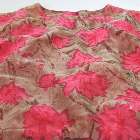 Vintage Floral Shell/Top w Zipper Back & Side Tie S/M - Picture 9 of 11